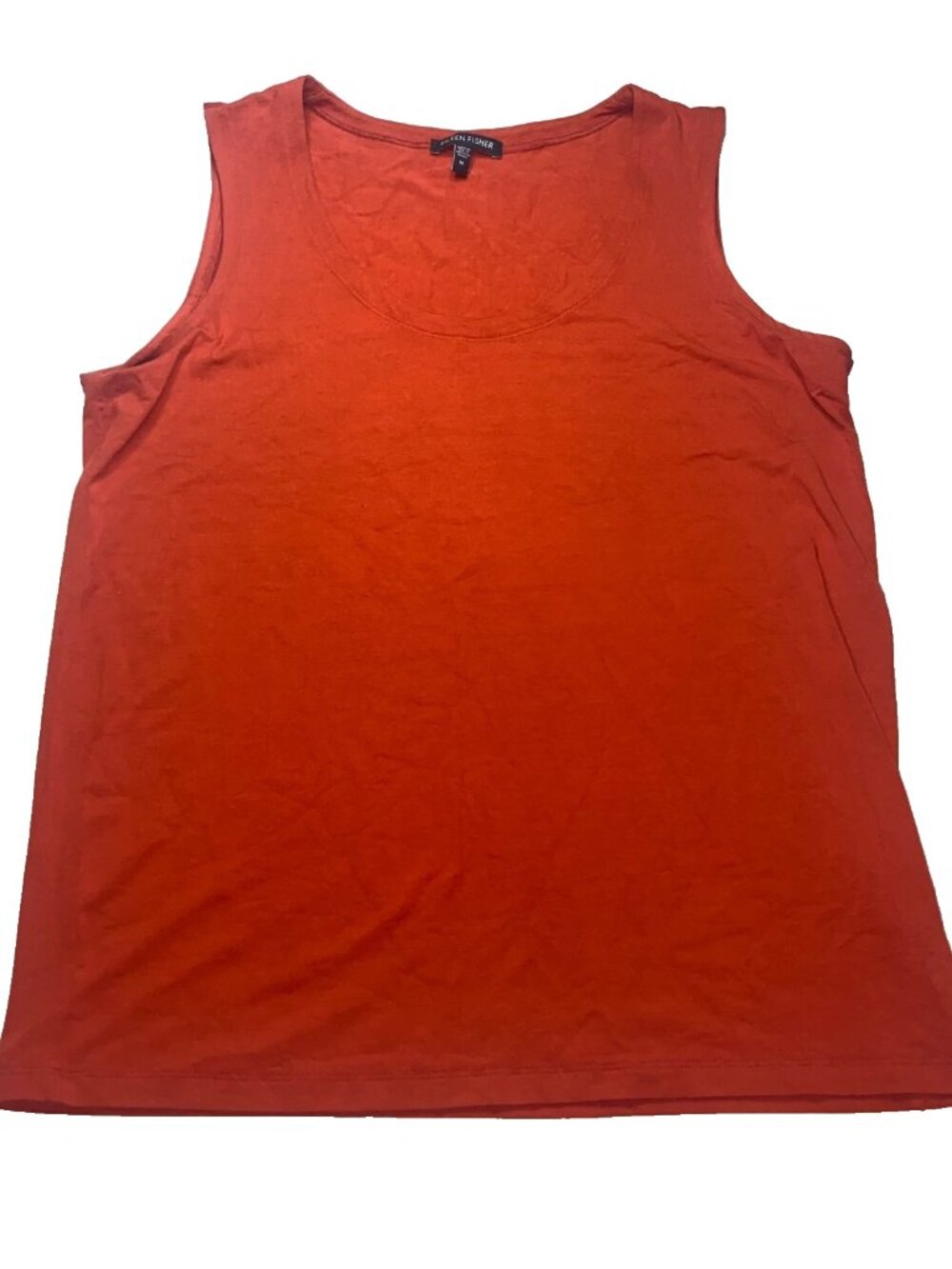 Eileen Fisher Tank Top Women M  Rayon Rust Orange Scoop Neck Stretch Sleeveless